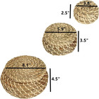 Set Of 3 Small Wicker Basket With Lid  Round Woven Seagrass Baskets  Little Hand