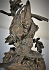 After Ferdinand Pautrot 19th Century Antique Bronze Birds Sculpture