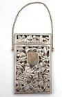 Chinese Export Sterling Silver Calling Card Holder Case Chrysanthemum   Bamboo