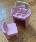 Little Tikes Pink Dollhouse Vanity And Chair Desk Girls Bedroom Set Opens