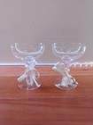 Set Of 2 Vintage 1970   s Bride   Groom Clear Champagne Toasting Glasses
