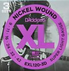 3 Sets Exl120 D addario Electric Guitar Strings 9-42  Exl120-3d Super Light