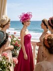Elegant Women s Fascinator Hat With Veil And Feather Hair Clip St59-rose