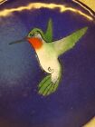Norman Brumm Copper Enamel Plate 4 7 8  Ruby Throated Hummingbird On Dark Blue 