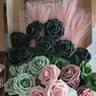 Artificial Multicolor Rose Flowers In Greens  Dusty Rose  Pink  White