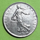 1961 France 1 Franc Coin Sower National Emblem  Olive Branch -circulated  z205 
