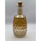 Vintage Amber Glass Honeycomb Decanter Bottle W Cork Stopper