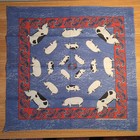 Vintage New Nos 90s Handkerchief Bandana 21  Farm Pigs Paisley Blue Pig Usa B14