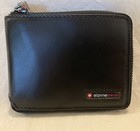 Men   s Alpine Swiss Black Leather Bifold Zip Wallets Rfid Blocking new In Box