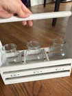New Rustic Farmhouse White Wood Crate Caddy Glass Bottle Flower Vase Centerpiece