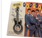 1964 Beatles John Lennon  Guitar Brooch Pin Nems Original Card