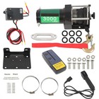 3000lbs Electric Winch 12v Synthetic Rope With Fairlead And Winch Mounting Plate