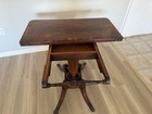 Wood Drop Leaf Table  Rectangular Brown Dining Room Pedestal Base Indoor