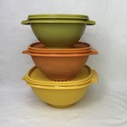Vtg Tupperware Set 70s Servalier 7 Bowls 6 Lids 840 836 838 858 Harvest Colors