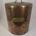 Vintage Copper Plated Cannisters With Brass Labels And Handled Lids - Set Of 4