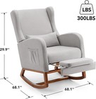 Rocking Chair Nursery Glider With Foot Rest   Side Pocket  Grey