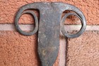Antique 19th Century Ram s Head Hearth Wrought Iron Fireplace Peel   Fork  38  