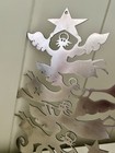 Vtg Don Drumm Signed Aluminum Laser Cut Christmas Ornament    joy    Angels Trumpets