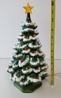 Vintage 1970 s Holland Mold Green Ceramic Christmas Tree W base And Lights