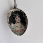 Antique 800 Silver Enamel Queen Spoon Eagle Top Josephine Signed 4 75  Tall