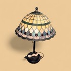 Tiffany-style Leaded Glass Table Lamp Yellow Blue Pink Multicolor