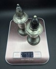 Pair Crown Vintage Sterling Silver Weighted Salt   Pepper Shakers Tableware