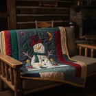 Vtg Quilted Snowman Patchwork Throw 50x60 Winter Holiday Country Farmhouse New