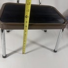 Vtg Retro One Step Stool Mcm Mid Century Modern Brown Metal Chrome Handle Back