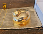 Vintage Gold Tone Debbie J  Palmer Contented Pill Box Plus Cat Outline Brooch