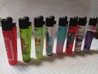 8 Assorted Design Refillable Clipper Lighters   4 