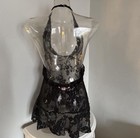 Y2k Vintage Victorias Secret Lace Mesh Babydoll Black Halter Dress Size Medium