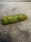 Vintage Art Deco Bakelite Carved Brooch Green            3   x3 4               