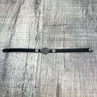 Harley Davidson Black Leather Metal Nut   Coil Logo Bar   Shield Bracelet 9 