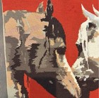 Vintage Needlepoint Equestrian Fox Hunt Horse Scene  Excellent