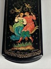 Hand Painted Papier Mache Lacquer Russian Trinket Box - Signed 