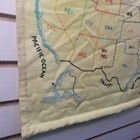 Antique Vintage Usa Map Linen Embroidery Panel 24 x18  Gulf Of Mexico Handmade