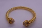 David yurman7mm cable cuff W Diamonds   18k Gold Bracelet