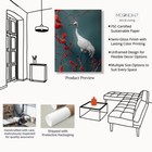 Moonow7 Chinese Crane Wall Art Poster  Red Blossom  White Crane Print Unframed