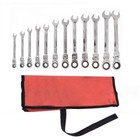 12pcs Metric Flexible Head Ratcheting Wrench Combination Spanner Tool Set 8-19mm