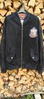 Vintage Pepe Leather Suede Bomber Jacket Mens L Black Crest Patch 90s