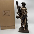 Antique Bacchus Dionysus Statue Bronze Finish Greek God Figurine Decor Box