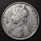 British India  1886 B  Silver Rupee  Queen Victoria