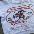 Vintage 50s Child s Sweat Wyoming Frontier Days Western Rodeo Xs