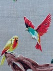 Parakeets   Driftwood Retro Birds Mid Century Art Deco Barkcloth Vintage Fabric