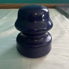 Lot Of 2 Cobalt Blue Porcelain Electrical Insulators W  Metal Insert