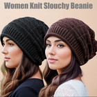 Soft Stretch Slouchy Baggy Beanie Hat Oversize Winter Hat Ski Fleece Slouchy Cap
