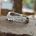 2 Ct Round Cut Half Eternity Vvs1 Moissanite Wedding Band Solid 14k White Gold