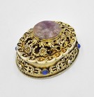 Fine Vintage Sterling Silver Gilt Cabochon Renaissance Revival Box 20th Century