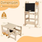 Toddler Kitchen Step Stool  Foldable Standing Tower With Blackboard  Fox Pattern