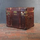 Vintage Leather Storage Trunk Chest Box   Pirate Steampunk Decor Prop